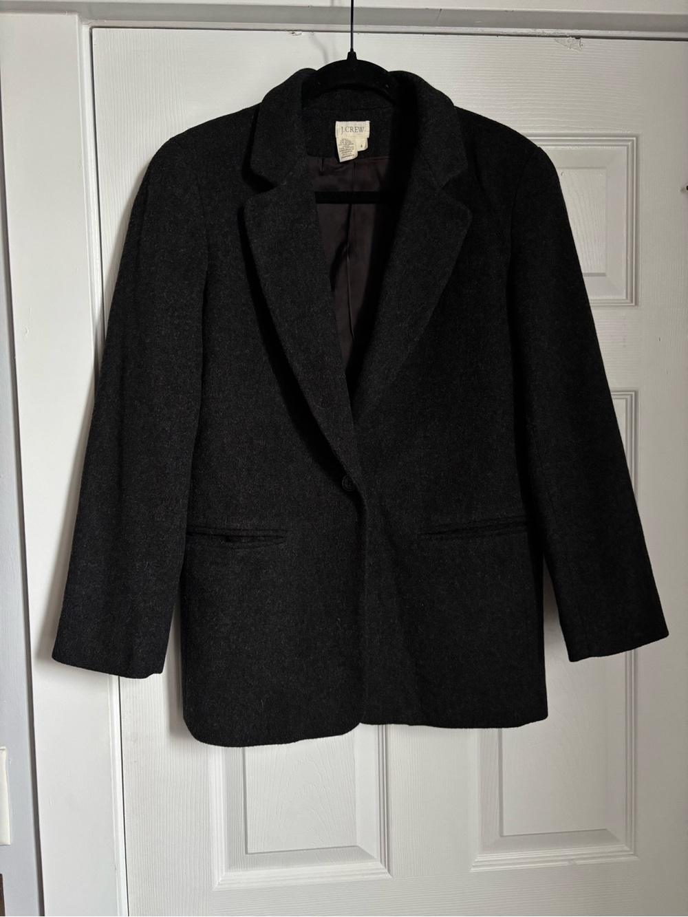 J. Crew 90s Charcoal Gray Wool Cashmere Oversized Single-Button Blazer